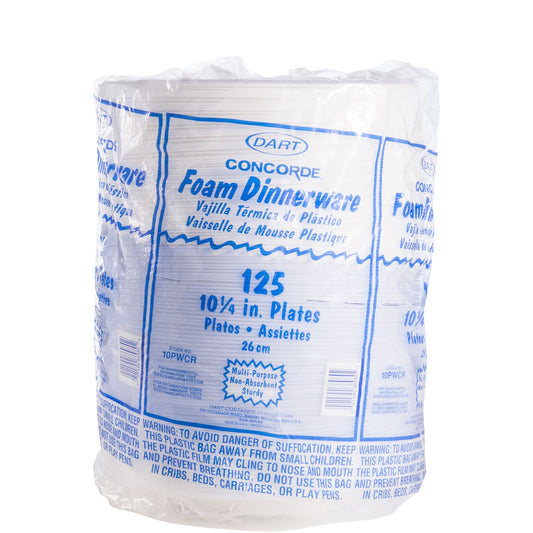 Dart Foam Non-Laminated Plate 10 1/4" White 4 / 125 cs